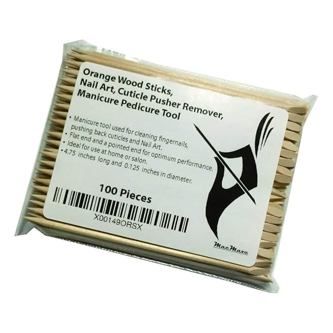 Orange Wood Sticks, Nail Art, Cuticle Pusher Remover, Manicure Pedicure Tool (100 Pieces)