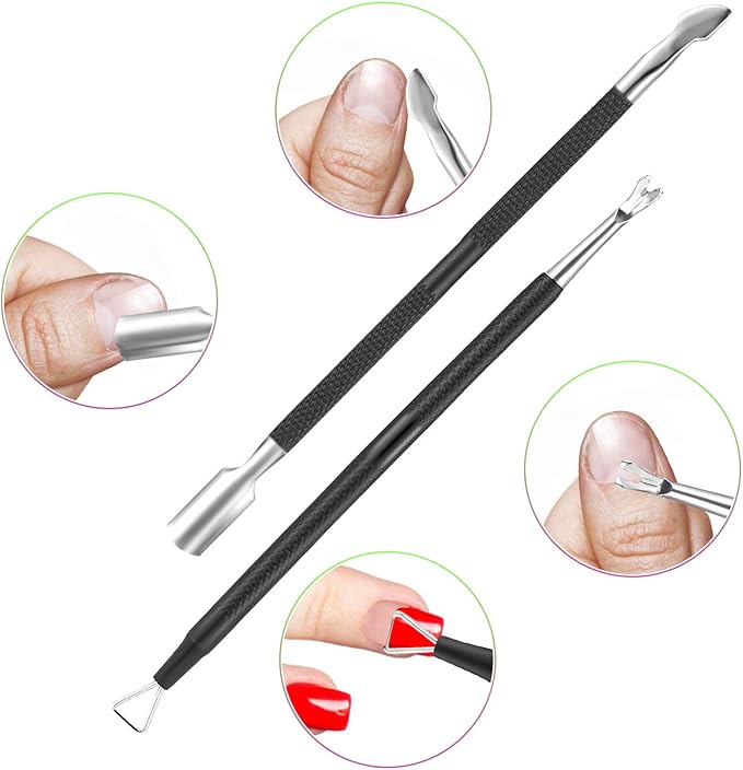 Cuticle Trimmer Cuticle Remover with Cuticle Pusher, XUNXMAS Professional Stainless Steel Durable Pedicure Manicure Tools Cutter Nipper Scissor Clipper for Fingernails and Toenails Dead Skin Black
