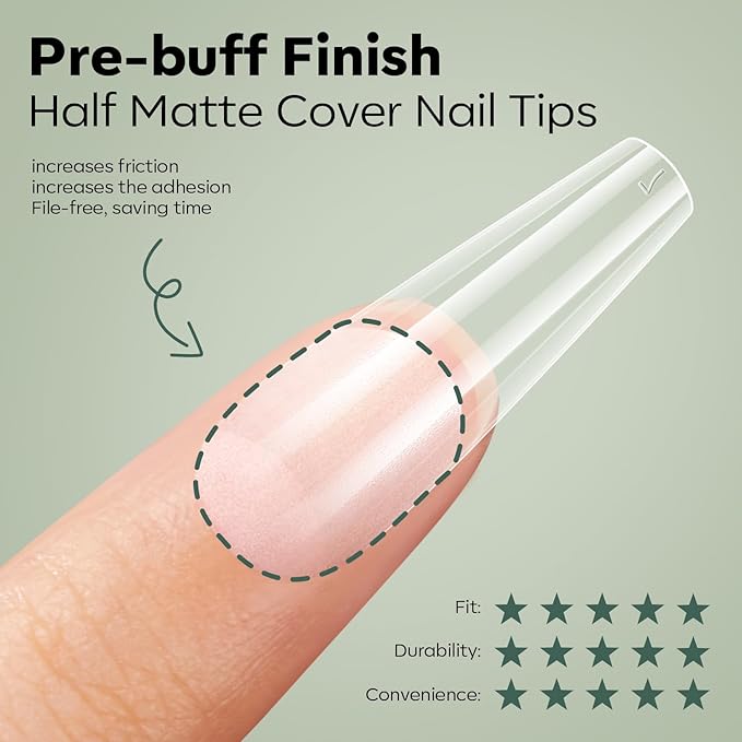 modelones X Nail Gel Kit, Fake Nails Long Coffin, 9-in-One Glue Prep Dehydrator & Portable Mini U V Light Acrylic Clipper, 500Pcs Coffin Tips for Extension Kit DIY Salon Home Gifts for Women