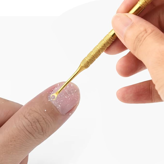 JERCLITY 2 Pieces Gold Double-Ended Stainless Steel Cuticle Pusher Cuticle Remover With 150 Grit Sandpaper Sheets Nail Prep Tools Russian Manicure Kit Nail Cuticle Pusher for Women