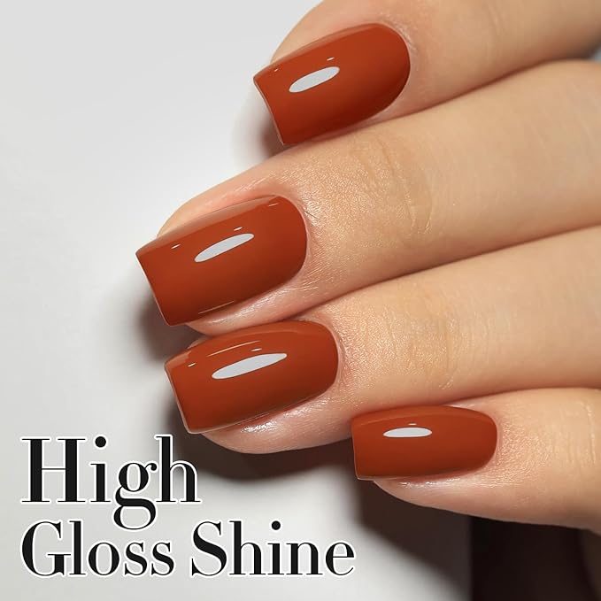 Double Rhythm 15ML Gel Nail Polish Pure Sheer Same Color Same Bottle Soak Off Gel Polish Art Manicure Salon DIY at Home for Women (Burnt Brick-A1453)