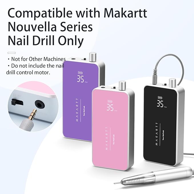 Makartt Replacement Nail Drill Handpiece for Nouvella Series Only, 0-35000RPM Professional E File Handle, Compatible with Pink/Black/Purple Nouvella Models (Handpiece Only, Machine Not Included)