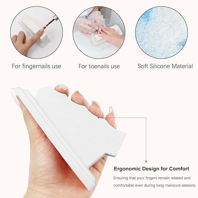 Nail Stand Art Cushion – Silicone Hand Rest with Finger Separators, for Manicure at Home or Salon, Anti-skid Design for Comfortable Fingernail Painting (Grey)