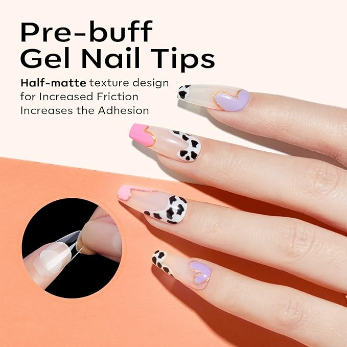 Modelones Short Coffin Nail Tips - 510Pcs Fake Nails Gel Tips Half Matte Full Cover No Filed Stronger Press on for Manicure Extension Art DIY Salon 15 Sizes