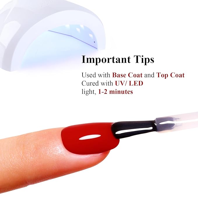 Gel Polish, 0.5 Fl Oz Bright Red Gel Nail Polish Autumn Winter Soak Off LED UV Gel Nail Polish Art Starter Manicure Salon DIY Nail Gel Polish