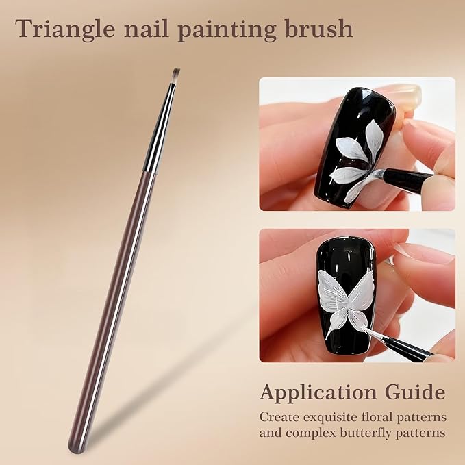 Laza 2pcs Nail Brushes, Nail Drawing brush for Petal and Butterfly Detailing,Double Ended Nails Art Brushes for French Lines and Nail Painting, Nail Art Tool Set for Manicure DIY Nail Design