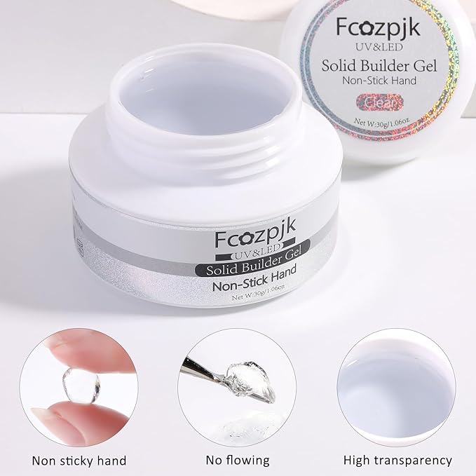 30g Solid Builder Gel For Nails and 15g Liner Gel Polish, Clear Non-sticky Hard Gel for Nail with Silicone Carving Pen 3D Sculpting Gel Building Gel Nail Extension Gel Nail Salon Supplies