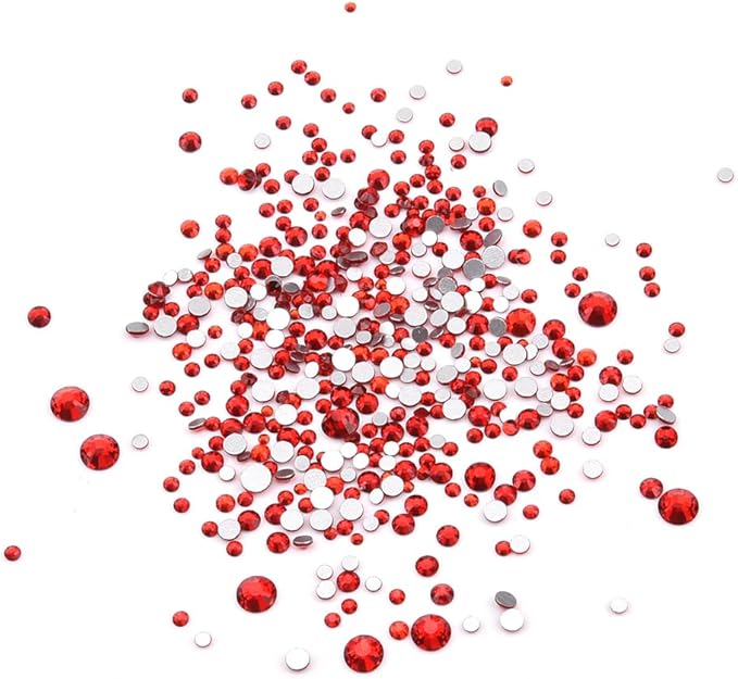 100pcs Glass Red Nail Rhinestones Shapes Mix 720pcs Flat Back Crystal Gem Stones Nail Decoration Charms Bulk Pack Supply