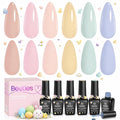 beetles Pastel Gel Polish Set - Soft Echo Collection, 6 Colors Pastel Pink Yellow Blue Polish Macaron Spring Easter Nails Soak Off Uv Gel Manicure Nail Art Design DIY Home Salon