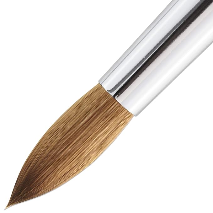 PANA Pure Kolinsky Hair Brush - Round Clear Acrylic Handle (Size 14) - Nail Brush for Acrylic Nail Application, Nail Extension, Manicure Pedicure Salon Beginner and Professional