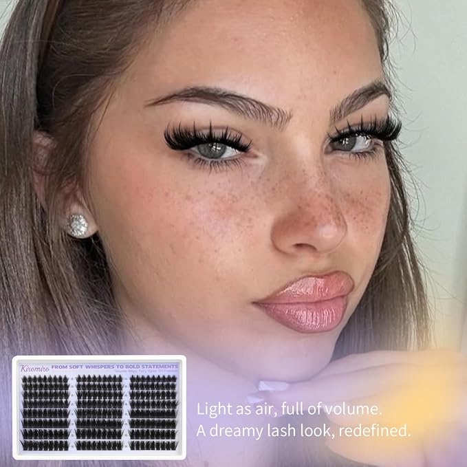 Kiromiro Lash Clusters with Spikes Cluster Eyelash Extensions 12-20mm Wispy Lashes Clusters 216pcs Fluffy DIY Cluster Lashes Extensions Fairy Individual Eyelash Clusters