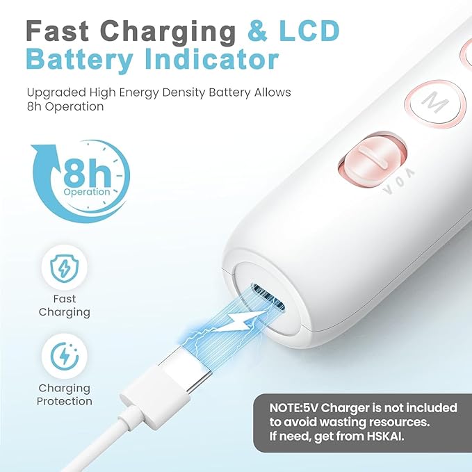 Nail Drill Kit, Electric Nail File with LCD & Lamp, Long-Lasting Thick Toenail Grind, Rechargeable & Cordless Toe Nail Care Tools for Women & Men Manicure and Pedicure Gifts