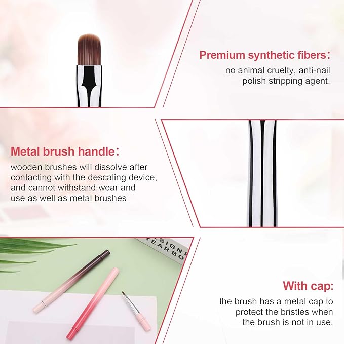 2pcs Nail Clean Up Brushes, Polish Remover Tools for Nails Art Design with Round & Angled Head Pen Supplies Manicure Accessories for Nail Painting Diy Gel Mistake on the Cuticles