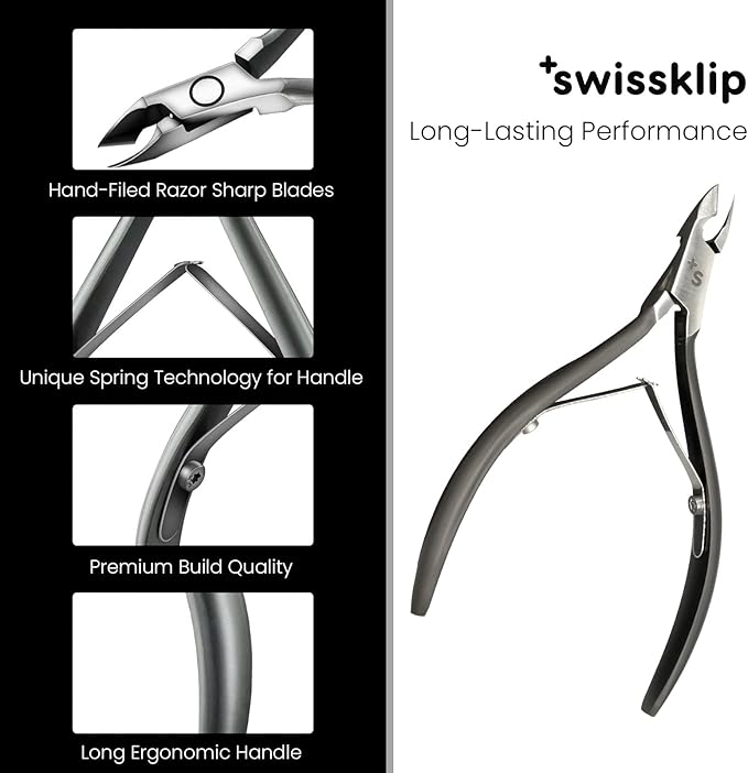 Swissker by Swissklip Cuticle Trimmer I Best Cuticle Remover I Cuticle Nippers, Cutter, Scissors I Nail Nipper used along with Cuticle Pusher Tool, Cuticle Clippers, Nail Cuticle Trimmer (Pack of 3)