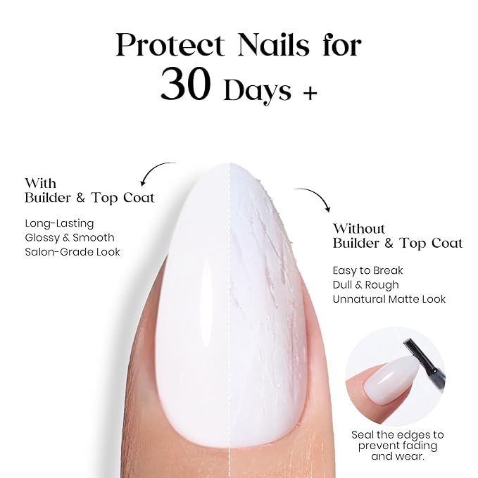 Beetles Natural Milky White Nail Tips | 160PCS, 16 Sizes Medium Almond Nail Tips | Pre-Colored Full Cover Soft Nail Gel Fake Nails | Salon-Gel Look for DIY Manicure