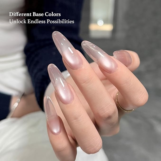 GAOY Jelly Silver Cat Eye Gel Nail Polish, 16ml Glitter Holographic Nail Polish with Magnet, Reflective Translucent UV Gel, 3143 Liquid Silver