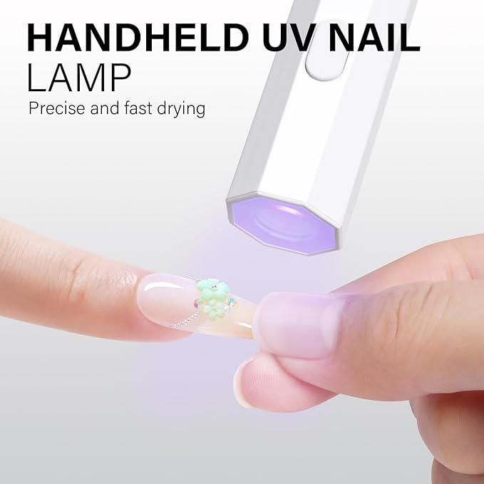 AILLSA Mini UV Light for Nails, Fast Drying Handheld LED Nail Lamp Small UV Gel Light Cordless Flash Cure Lamp Portable Single Finger Nail Lamp for Gel Nails (White)