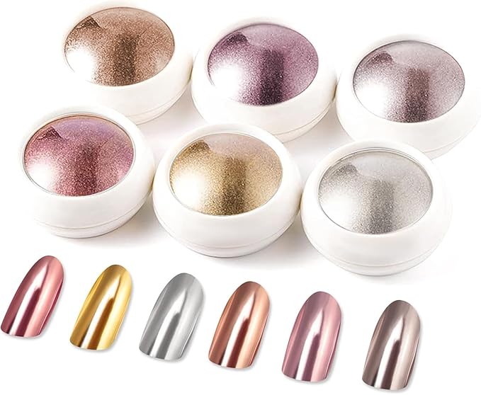 100% Metallic Effect Gold Chrome Nail Powder BISHENGYF: Holographic Mirror Glitter Gold Chrome Pigment Manicure Silver Copper Rose Gold Chrome Nail Powder for Nails Art DIY Decoration Gift