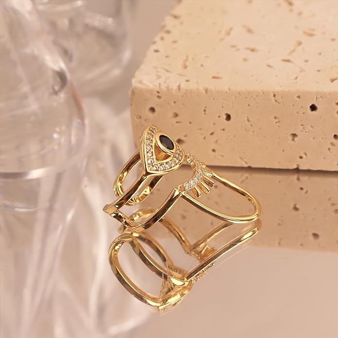Jean Beau Finger Nail Ring for Women Teen Art Rhinestones Finger Tip Rings Gold Metal Nail Decoration Nail Protect Fashion Jewelry Gift