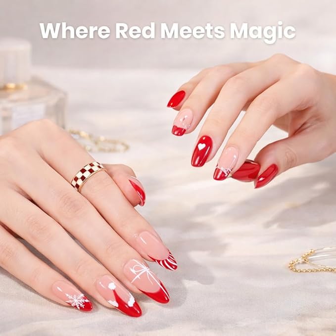 Beetles Valentines Gel Nail Polish Set, Stay Shining Crimson Glamour Shade Set 6 Colors Gel Polish White Red Burgundy Glitter Color Soak Off UV LED Nail Art DIY Salon at Home Gift for Women