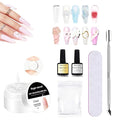 Clear Solid Builder Gel Set, Nail Extension Gel with Nail Art Tools, DIY Non Stick to Hand for Long Lasting Manicures Poly Gels
