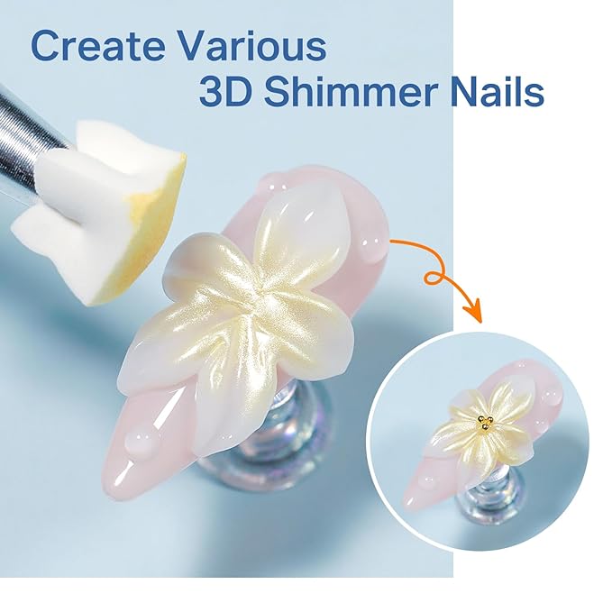 MIZHSE White 3D Sculpting Nail Gel and 9 Mermaid Colors Ombre Patting Gel Polish Kit，3D Nail Art Soak Off U V Painting Gel Set with Sponges, for Nail Art DIY