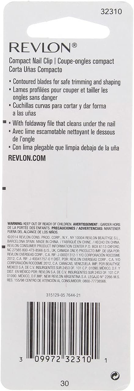 Revlon Compact Nail Clipper - 6 per case.