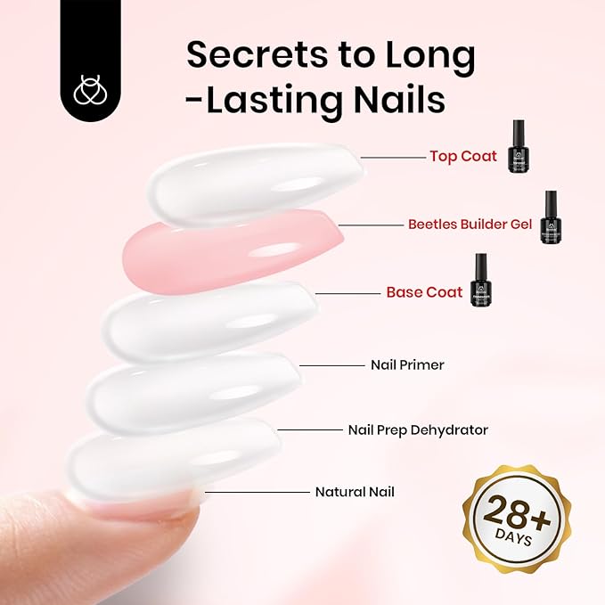 Beetles Hema Free Pink Builder Gel with No Wipe Gel Top Coat and Base Coat Shine Finish and Long Lasting, Soak Off LED Jelly Nude Builder Nail Strengthener Extension Thickening & Repair