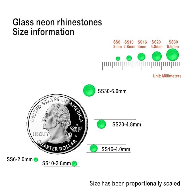 Flatback Glass Rhinestones,Bedazzler Gems 288pcs Non Hotfix Crystal Rhinestones for Nail Charms Crafts Clothes Tumblers,Green Neon,SS30