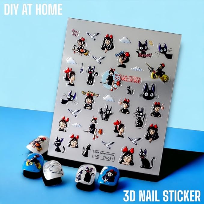 Anime Nail Stickers 5D 3D Embossed Japanese Kawaii Nail Art Decals for Unisex DIY Nail Design, Self Adhesive Dog Stickers for Natural Gel Press On Nails, Cute Otaku Cosplay Gift Pink (Dog)