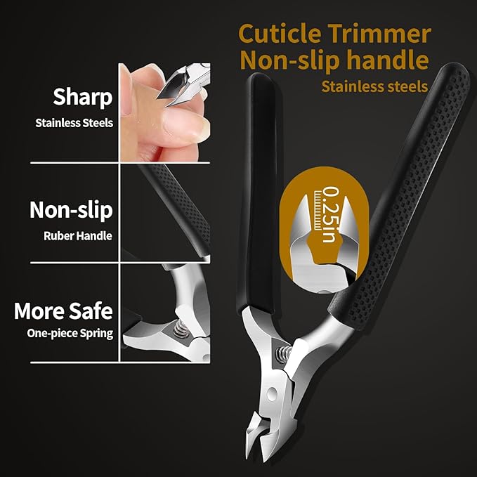 Toe Nail Kit, 7PCS Pedicure Tools for Feet, Heavy Duty Toenail Clippers for Thick Toenails or Ingrown Toenail Removal, Professional Nail Nippers Cutters with Non-Slip Handle for Seniors