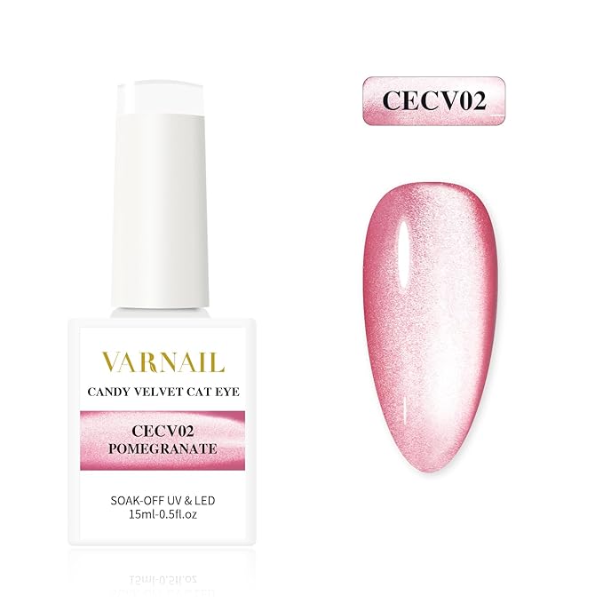 VARNAIL Candy Velvet Cat Eye Gel Polish Kit 6 Colors, Glitter 9D Holographic Gel Polish with Magnet, Soak off U V Light Gel Nail Polish Set15 ml/Bottle, Salon Quality Magnetic Gel Nail Polish