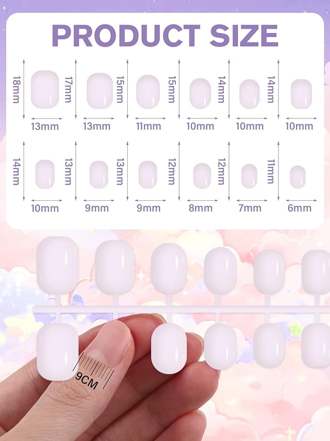 EBANKU 12 Pack Kid Fake Nail, 288 Pieces Kids Short Glossy Press on Nails Short Full Cover Fake Nails for Girls with Nail Glue