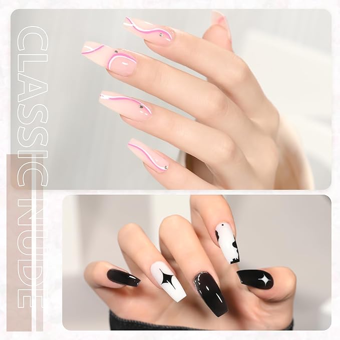 GAOY Poly Gel Set - 6 Classic Colors Pink Nude Black Builder Gel Nail Enhancement Kit for DIY Nail Art