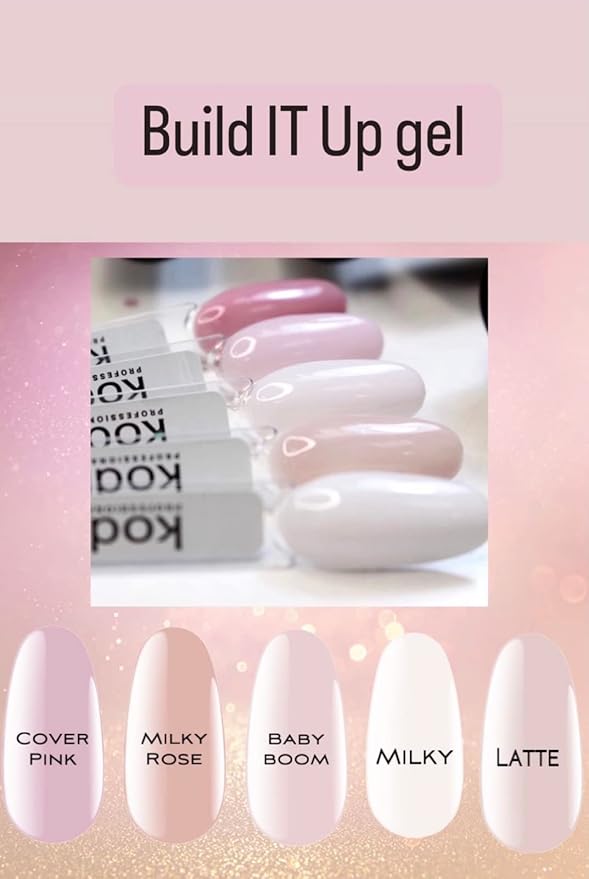 Kodi Professional Build It Up Nail Builder Gel for UV and LED Lamp - Extensions Base Bond - 15ml (Milky Rose)