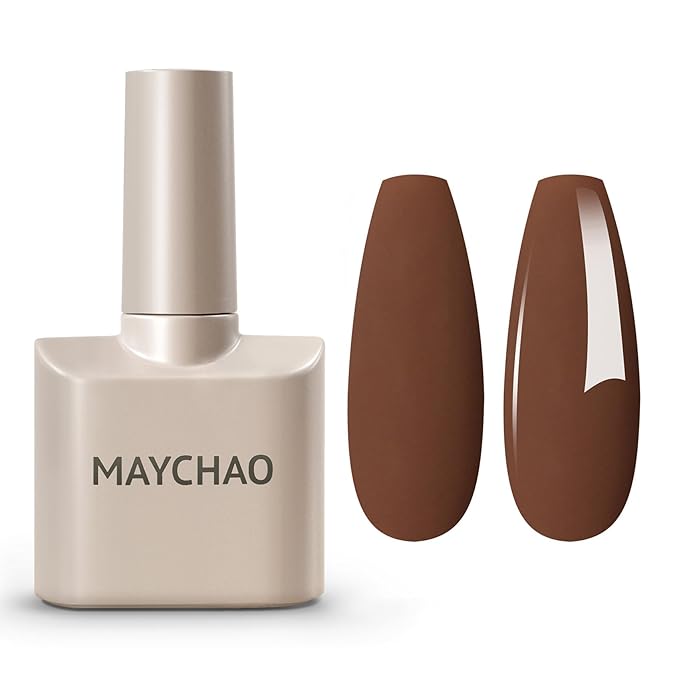 MAYCHAO 15ML Brown Gel Nail Polish 1Pc Chocolate Coffee Brown Gel Polish Soak Off UV LED Nail Polish Nail Art Starter Manicure Salon DIY at Home, 0.5 OZ
