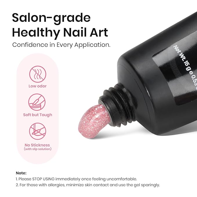 Beetles Poly Nail Gel Set - 6 Colors Nude Pink Glitter Poly Extension Gel, Strong Builder Enhancement for Salon Manicure DIY Home, Long Lasting, Gift for Women Girls, UV & LED Needed