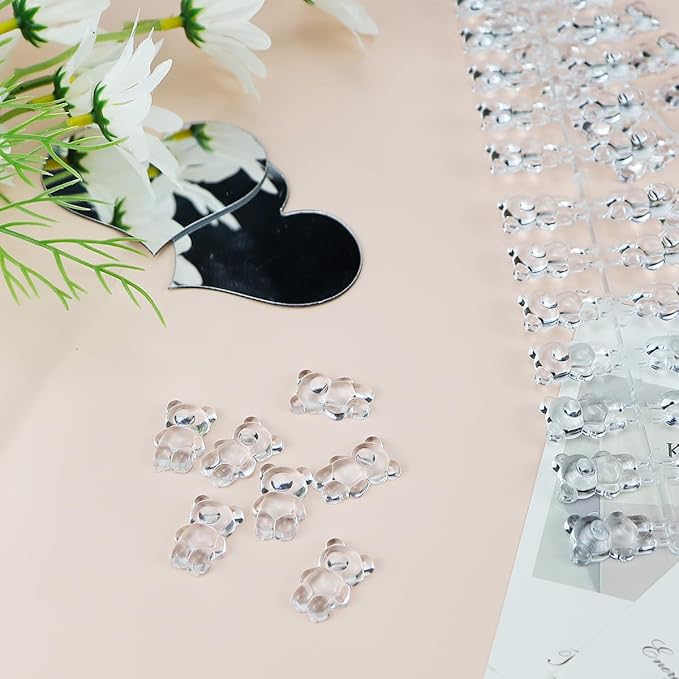 140pcs Nail Polish Color Card Display Sticks Cartoon Bear Shaped Transparent Acrylic Display Card for Colorful Polish DIY Manicure Tool Accessories