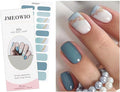 JMEOWIO Gel Nail Stickers Gold Glitter Gradient Blue Semi Cured Gel Nail Strips Wraps UV/LED Nails Art Design Decoration Accessories