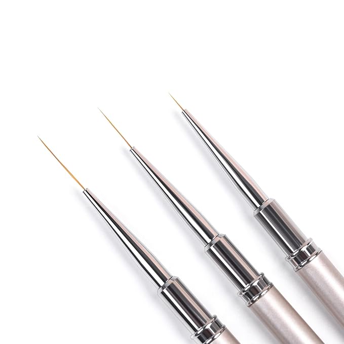 3pcs 100% Kolinsky Sable Nail Art Striping Brush Liner Pen Set for Nail Art Design Drawing Painting Professional Manicure Tool for Salon&DIY(3pcs Liner Brushes)
