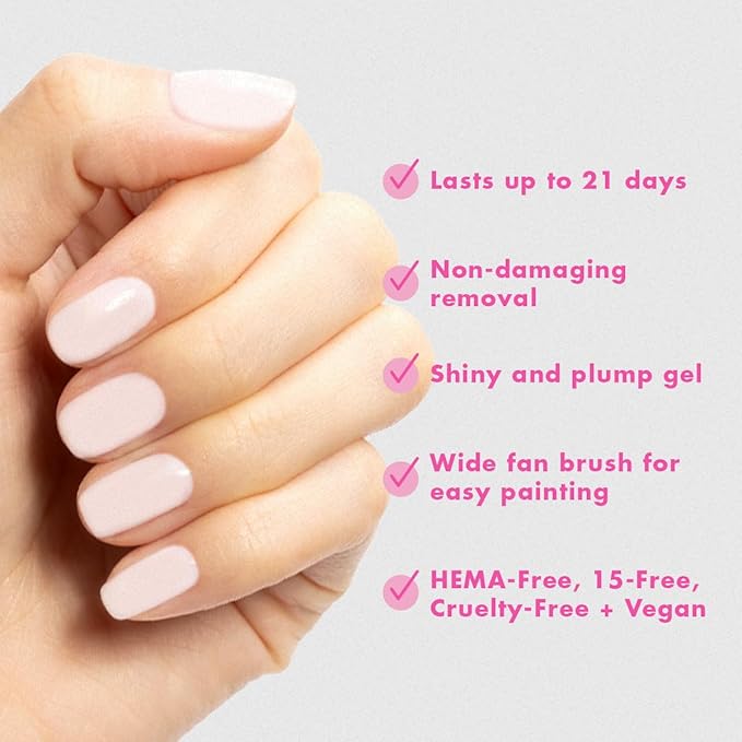 Olive & June Gel Starter Kit | Includes Nail Tools, Peel-Off & Gel Base Coats, Top Coat, & LED Lamp | Easy At-Home Manicure Kit | 15-Free, Vegan, Cruelty-Free
