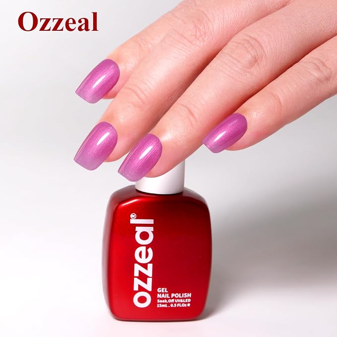 Pearl Gel Nail Polish,Dark Pink Glitter Gel Nail Polish Sparkle Shimmer Gel Glitter Nail Polish Fall Winter Soak off LED UV Gel Nail Polish for Art DIY Manicure 15ML