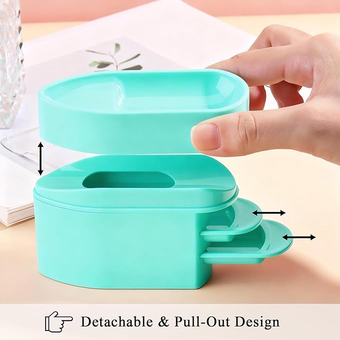 2 in 1 Dip Powder Recycling Tray System, Nail Dip Powder Storage Tray with Cleaning Brush, Container for Glitter, Sequins, Caviar Beads, Manicure Tool Kit for Home & Salon