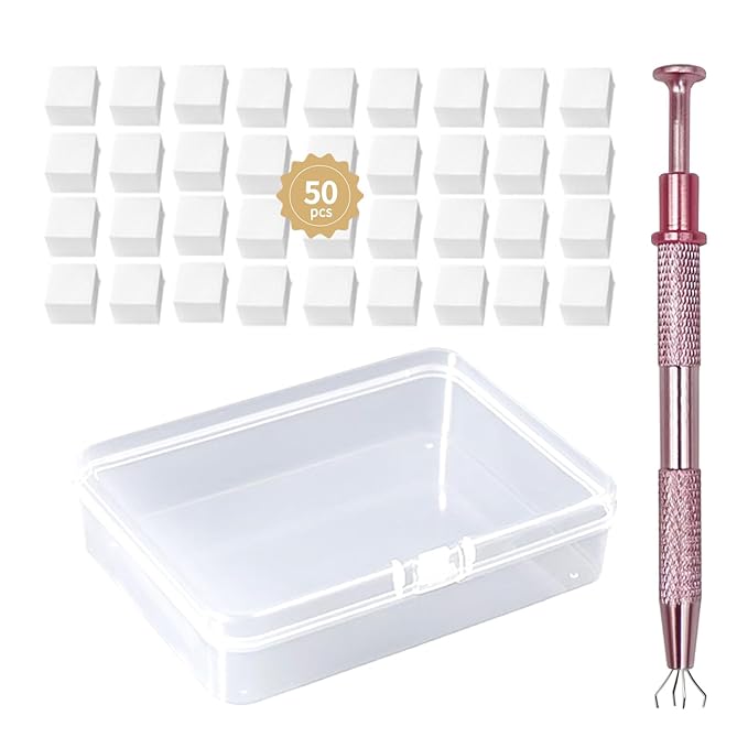 Nail Sponges Set for Ombre Gel,Nail Art Tools Set-50Pcs colorful Nail Sponges With 1 pink Grabbing Pen Transparent Plastic Storage Box Used to Store Nail Art Tools