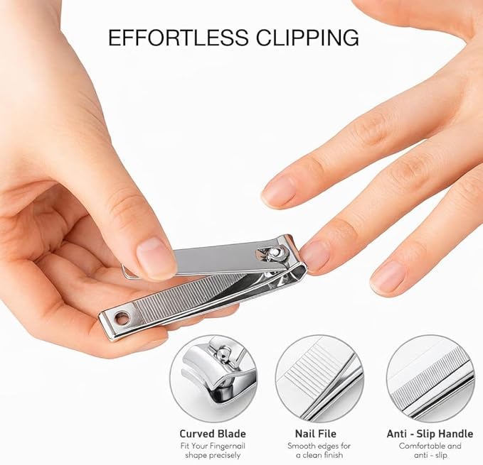 UM Supplies 4PCS Nail Care Set + Storage Pouch | Professional Cuticle Nipper with 2 Pushers and Nail Cutter Stainless Steel | Manicure Pedicure Tool | Jaw 14 (5mm) Double Spring