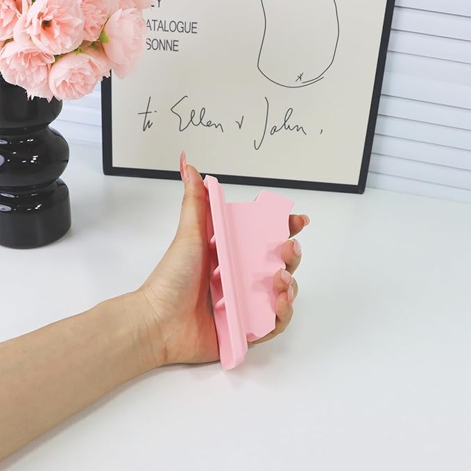 Nail Polish Bottle Holder with Silicone Hand Rest, Tilted and Anti-Spill Nail Polish Holder Stand, Strong Suction cup, 360°Rotation Rose-like Nail Stand, Nail Art Tools (Pink Stand and Hand Rest)