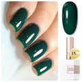 Double Rhythm Gel Polish 15ML Jelly Sheer Pastel Light Milky Color Pearl White Bottle 1 PC 0.5 OZ Full Size Nail Art Salon at Home (Deep Green-D1460)