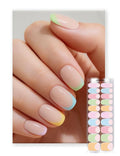 Semi Cured Gel Nail Strips | Built-In Gel Top Coat | UV Light Required | Salon Quality, Easy Application And Removal (Pastel Rainbow）
