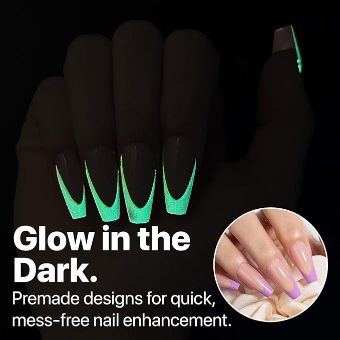 SXC Cosmetics X-Pro Tips French Tip Press On Nails - Bright Pastel Glow in the Dark Series (GLOW120KIT-M Coffin)