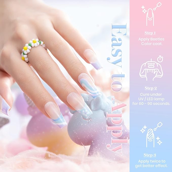 Beetles Pastel Gel Polish Set - 6 Colors Pink Yellow Blue Green Purple Soak Off Nail UV Lamp Gel Nail Kits Decorations Nail Art Gifts Easter